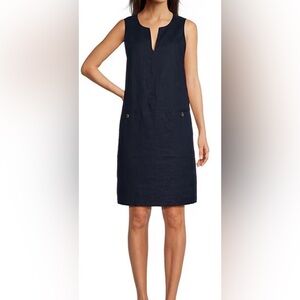 J. McLaughlin Women’s Weezie Navy 100% Linen Sheath Dress Size S Sleeveless